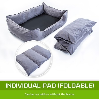 Paw Mate Pet Suede Sofa Husk L - 92 x 72 x 22cm Grey - Brand New with 12 Months Warranty