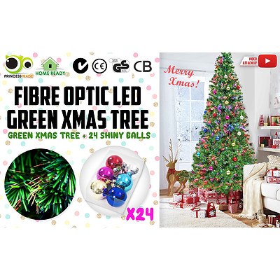Home Ready 5Ft 150cm Fibre Optic LED Christmas Tree - Baubles Multi Colour - Brand New with 12 Months Warranty