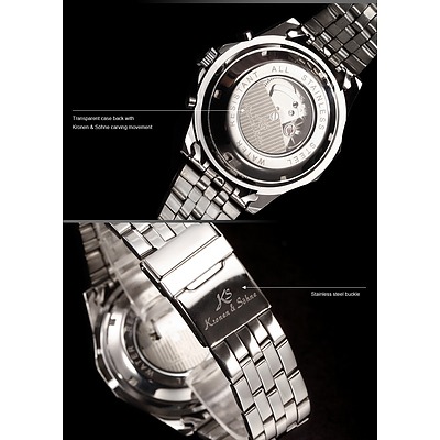 Kronen & Sohne Multifunction Automatic Mechanical Watch - RRP: $500 - Brand New