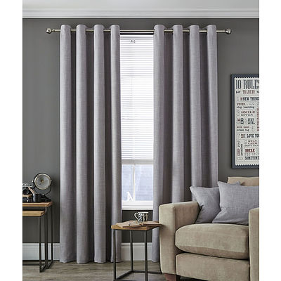 Dove Grey Vermont Eyelet Curtain Set