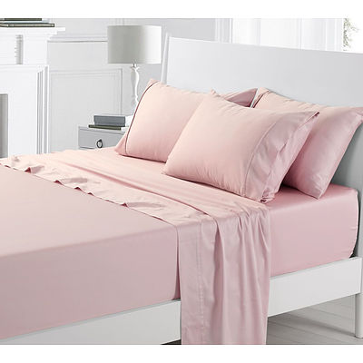 Rose Pink 300TC Cotton Sateen Sheet Set- Queen Bed